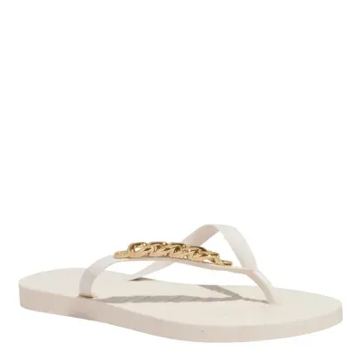 Chinelo Flip Flop Borracha Marrom Off White