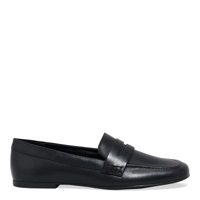 Mocassim Couro Soft Bico Quadrado Preto