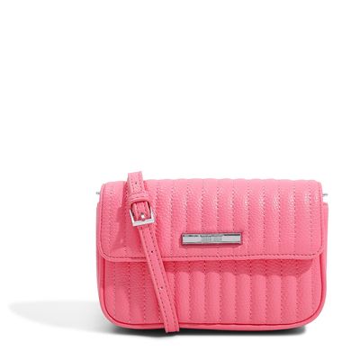 Bolsa pequena transversal de couro floater rosa camélia