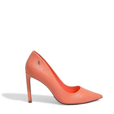 Scarpin Couro Pelica Soft Hot Laranja Peach