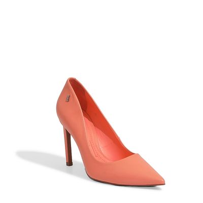 Scarpin Couro Pelica Soft Hot Laranja Peach
