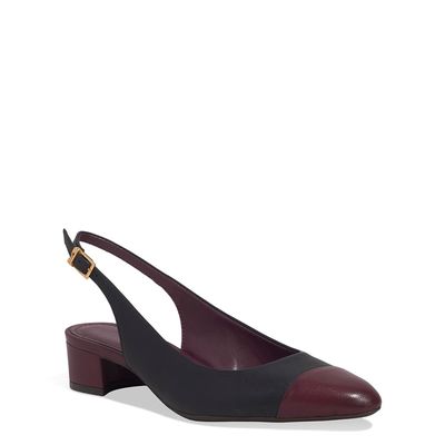 Scarpin Boneca Couro Salto Grosso Preto