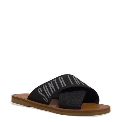 Rasteira Tiras Cruzadas Gorgurão Preto