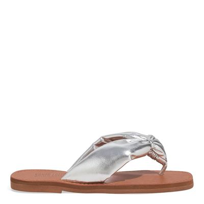 Rasteira Puff Metalizada Ecoform Crinkle Prata