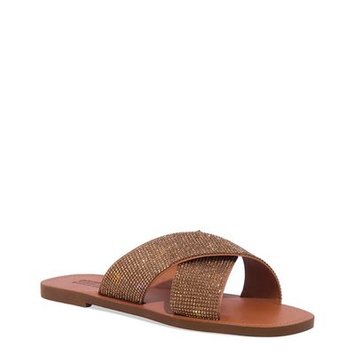 Rasteira Tiras Brilho Strass Rosa