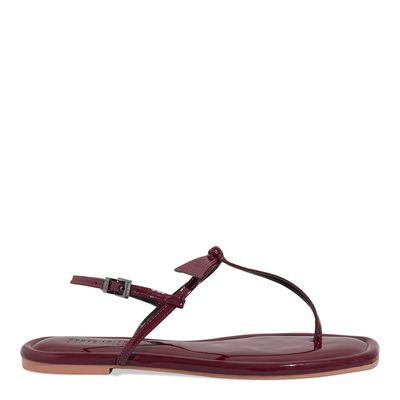 Rasteira Verniz Vermelho Marsala