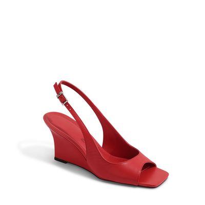 Peep Toe Couro Pelica Premiun Vermelho Chilli