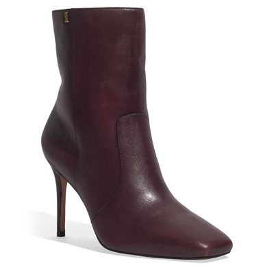 Bota Cano Curto Couro Soft Salto Fino Roxo Berry