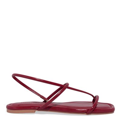 Rasteira Tiras Napa Vermelho Bordô