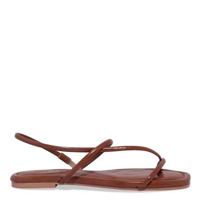 Rasteira Tiras Napa Marrom