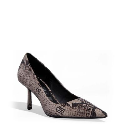 Scarpin Couro Bico Fino Animal Print Cobra