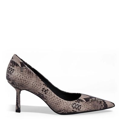 Scarpin Couro Bico Fino Animal Print Cobra