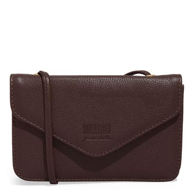 Bolsa Pequena Couro Floater Marrom Dark Alça Transversal
