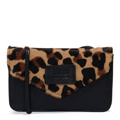 Bolsa Pequena Couro Estampa Animal Print Onça Alça Transversal