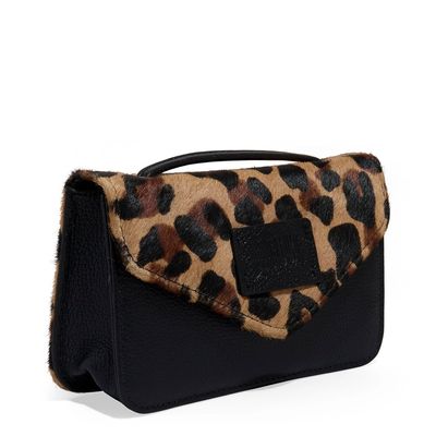 Bolsa Pequena Couro Estampa Animal Print Onça Alça Transversal