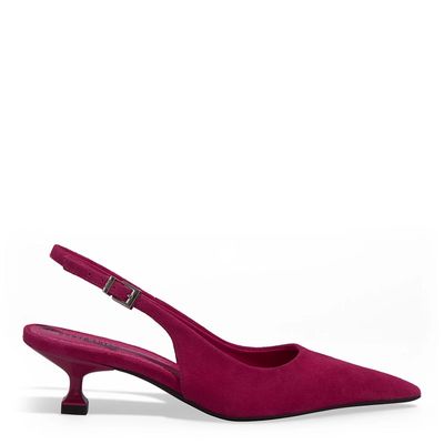 Scarpin Slingback Couro Nobuck Salto Taça Rosa