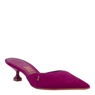 Mule Couro Nobuck Salto Taça Rosa