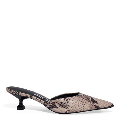 Mule Couro Salto Taça Animal Print Cobra