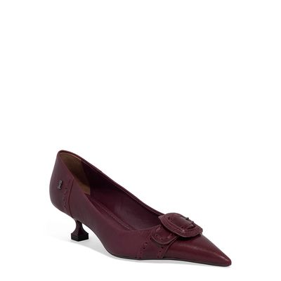 Mule Couro Confort Salto Taça Vermelho Vinho