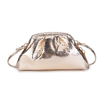 Bolsa Cobra Alto Brilho Champagne