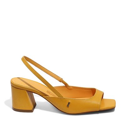 Peep Toe Couro Pelica Premium Amarelo Solar