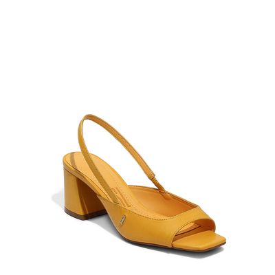 Peep Toe Couro Pelica Premium Amarelo Solar