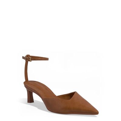 Scarpin Slingback Napa Salto Baixo Fino Marrom