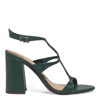 Sandália Couro Pelica Salto Grosso Verde Turmalina