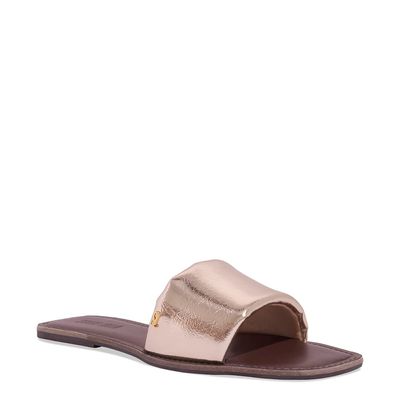 Rasteira Metalizada Reflexo Dourada