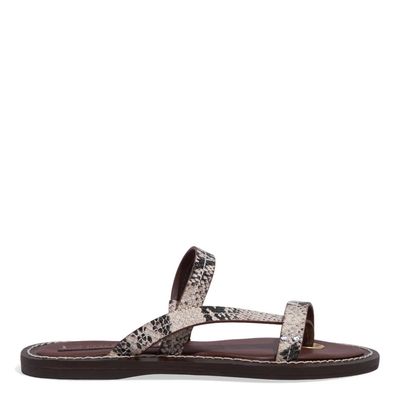 Rasteira Thong Couro Animal Print Cobra