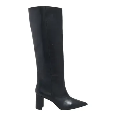 Bota Couro Nobre Soft Cano Alto Salto Bloco Preta