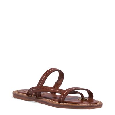 Rasteira Thong Couro Confort Marrom Safari