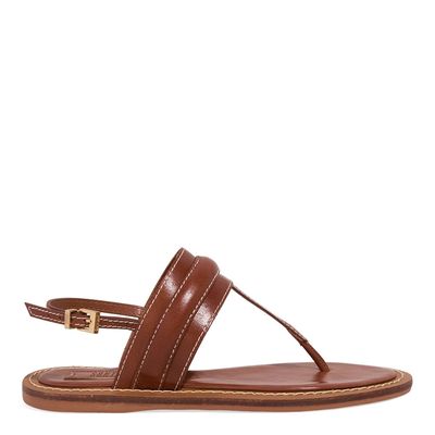Rasteira Thong Couro Confort Marrom Safari