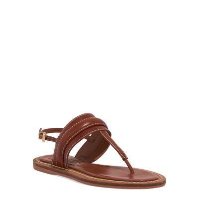 Rasteira Thong Couro Confort Marrom Safari