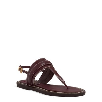 Rasteira Thong Couro Confort Roxo Berry