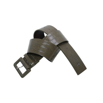 Cinto Croco Alto Brilho Verde Militar