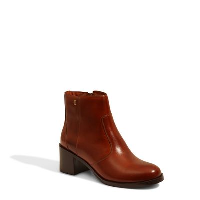 Bota Marrom Couro Salto Bloco
