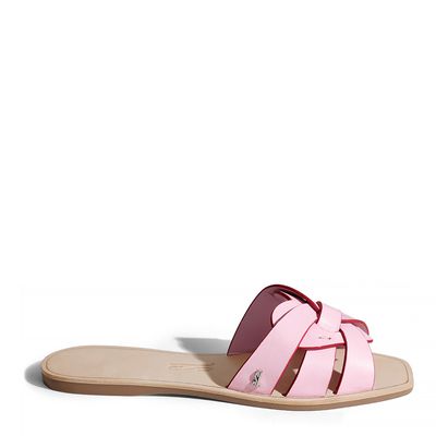 Rasteira Couro Nobre Rosa Chiclete
