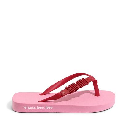 Flip Flop Infantil Rosa Chiclete Borracha Salto Flat