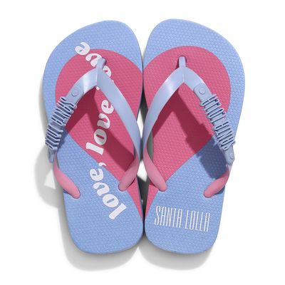 Flip Flop Infantil Azul Nuvem Borracha Salto Flat