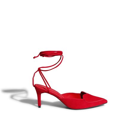 Scarpin Camurça Cabra Vermelho Chilli