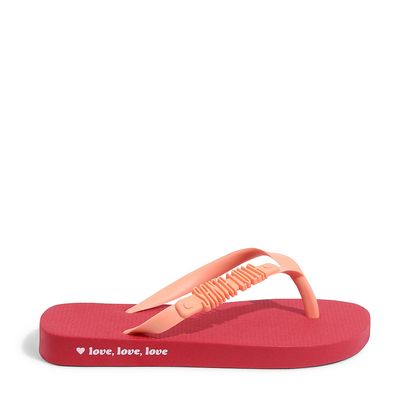 Flip Flop Infantil Vermelho Chilli Borracha Salto Flat