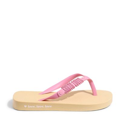 Flip Flop Infantil Amarelo Lavado Borracha Salto Flat