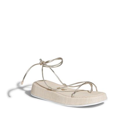 Rasteira Metalcolor Crinkle Ouro Claro