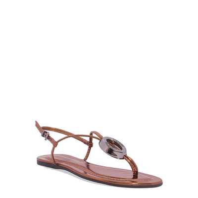 Rasteira Metalizado Reflexo Bronze