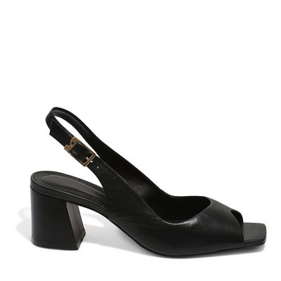 Peep Toe Couro Pelica Soft Preto
