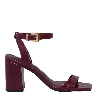 Sandália Croco Roxo Berry Salto Alto Grosso