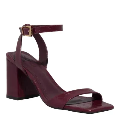 Sandália Croco Roxo Berry Salto Alto Grosso