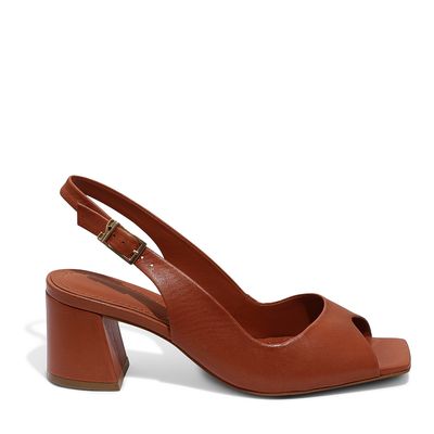 Peep Toe Couro Pelica Soft Marrom Safari
