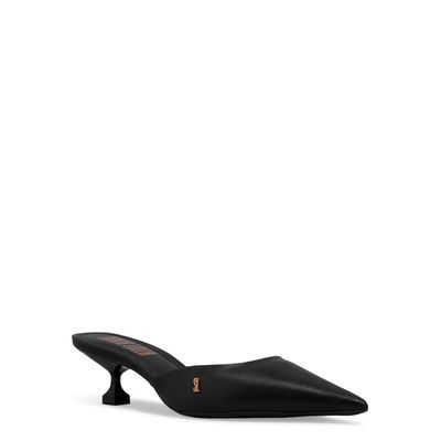 Mule Couro Salto Taça Preto